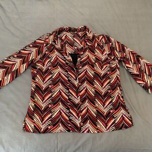 Notations Blouse‎ Womens XL Multicolor Button Up Long Sleeve Patterned Shirt Top